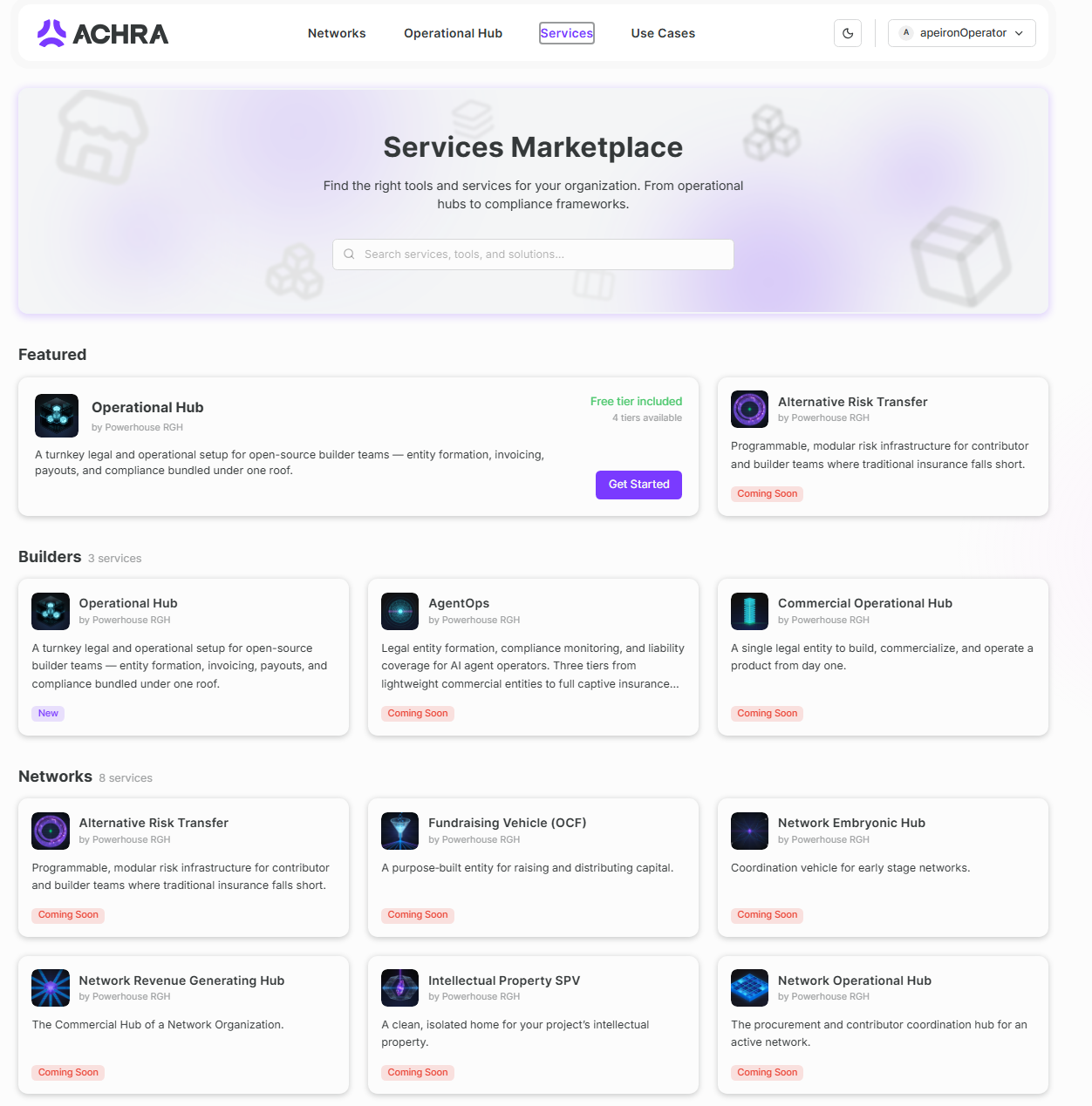 The published marketplace — customers self-serve onto a plan.